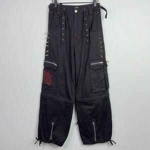 Blacklist Pants Unisex 28 Black Punk Cyber Goth Rave Skull Convertible Y2K Cargo